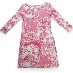 Lilly Pulitzer Marlow Pink Elephant Dress, size XXS. Pink, white and yellow.